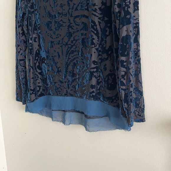 Simply Vera Wang Burnout Velvet Top Sz XL Teal Black Whimsigoth Fairy Grunge - Picture 8 of 12
